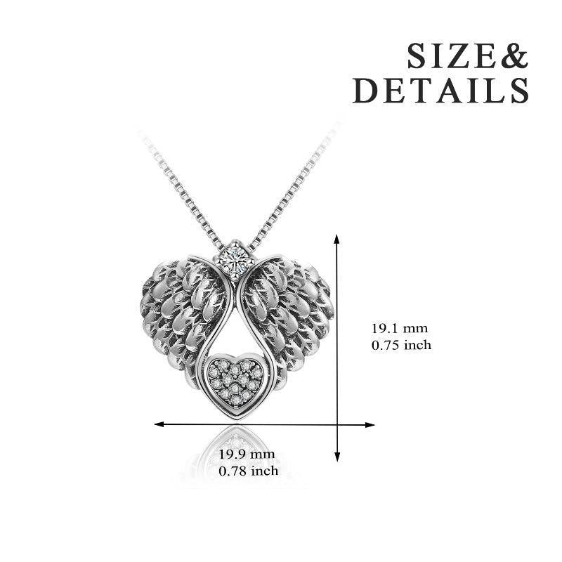 Sterling Silver Guardian Angel Wing Pendant Necklace with teardrop design