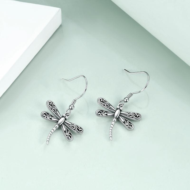 Dragonfly Drop Earrings - Sterling Silver