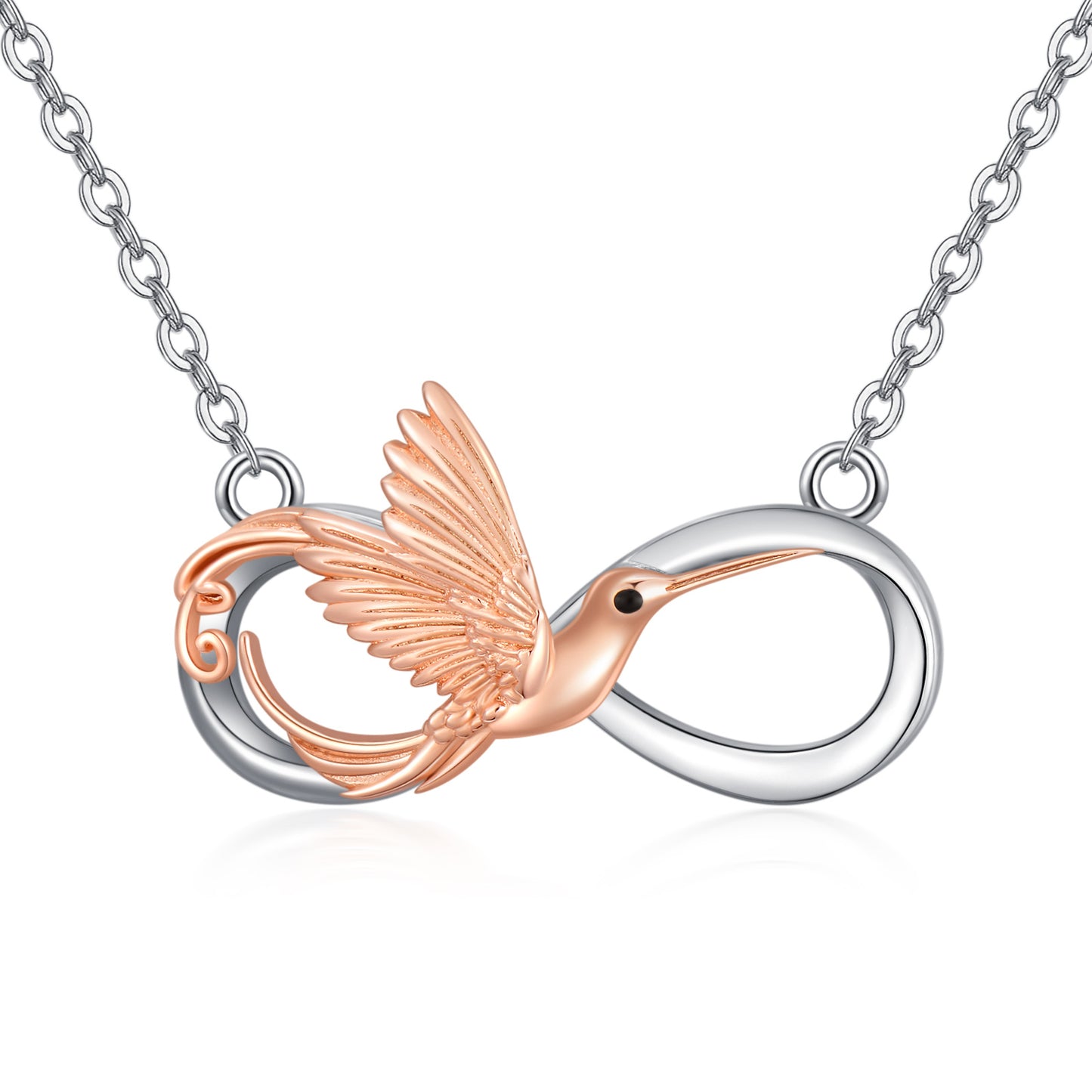 Infinity Hummingbird Pendant Necklace - Sterling Silver