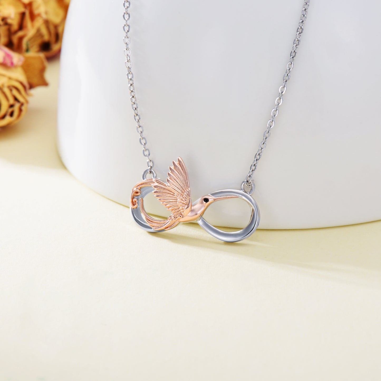Infinity Hummingbird Pendant Necklace - Sterling Silver