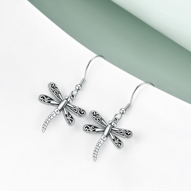 Dragonfly Drop Earrings - Sterling Silver