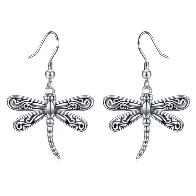 Dragonfly Drop Earrings - Sterling Silver