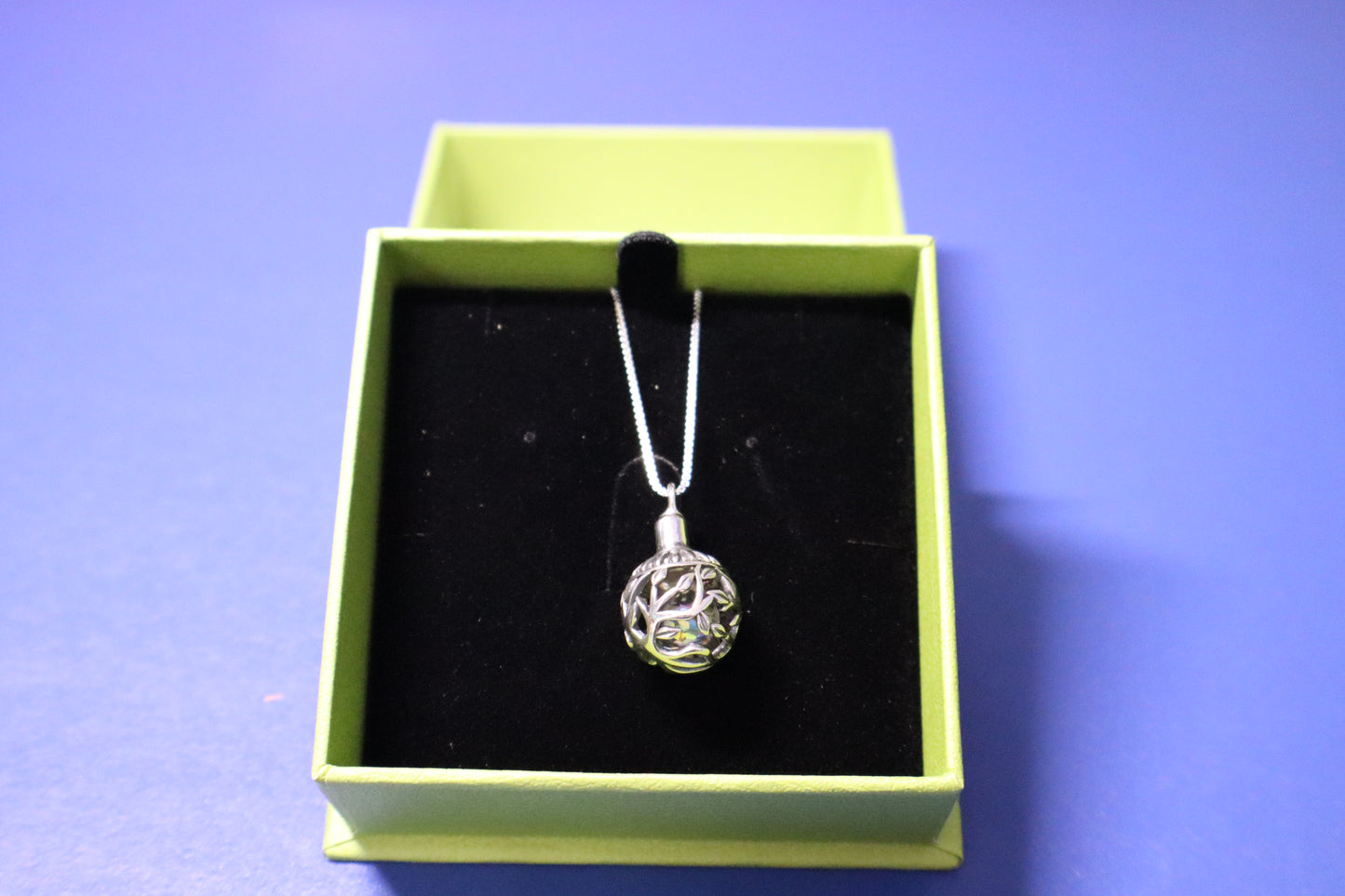 Aurora Borealis Crystal Tree of life Cremation Urn Necklace