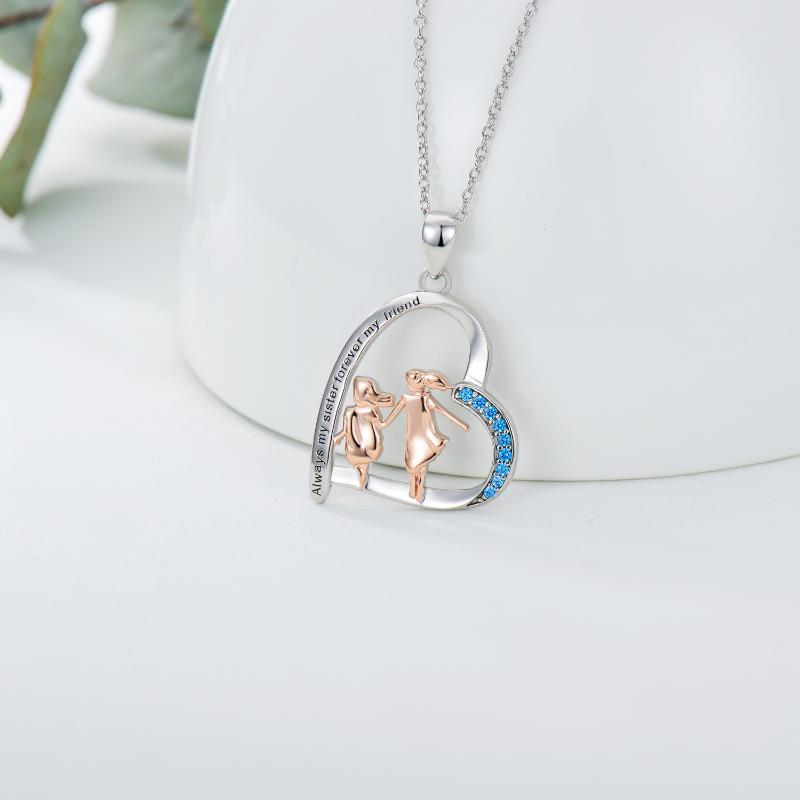 Sterling Silver Sister Heart Necklace 'Always My Sister Forever My Friend'
