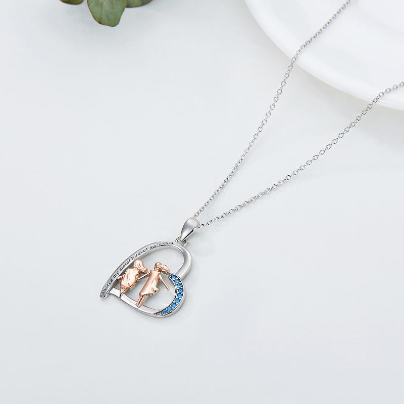 Sterling Silver Sister Heart Necklace 'Always My Sister Forever My Friend'