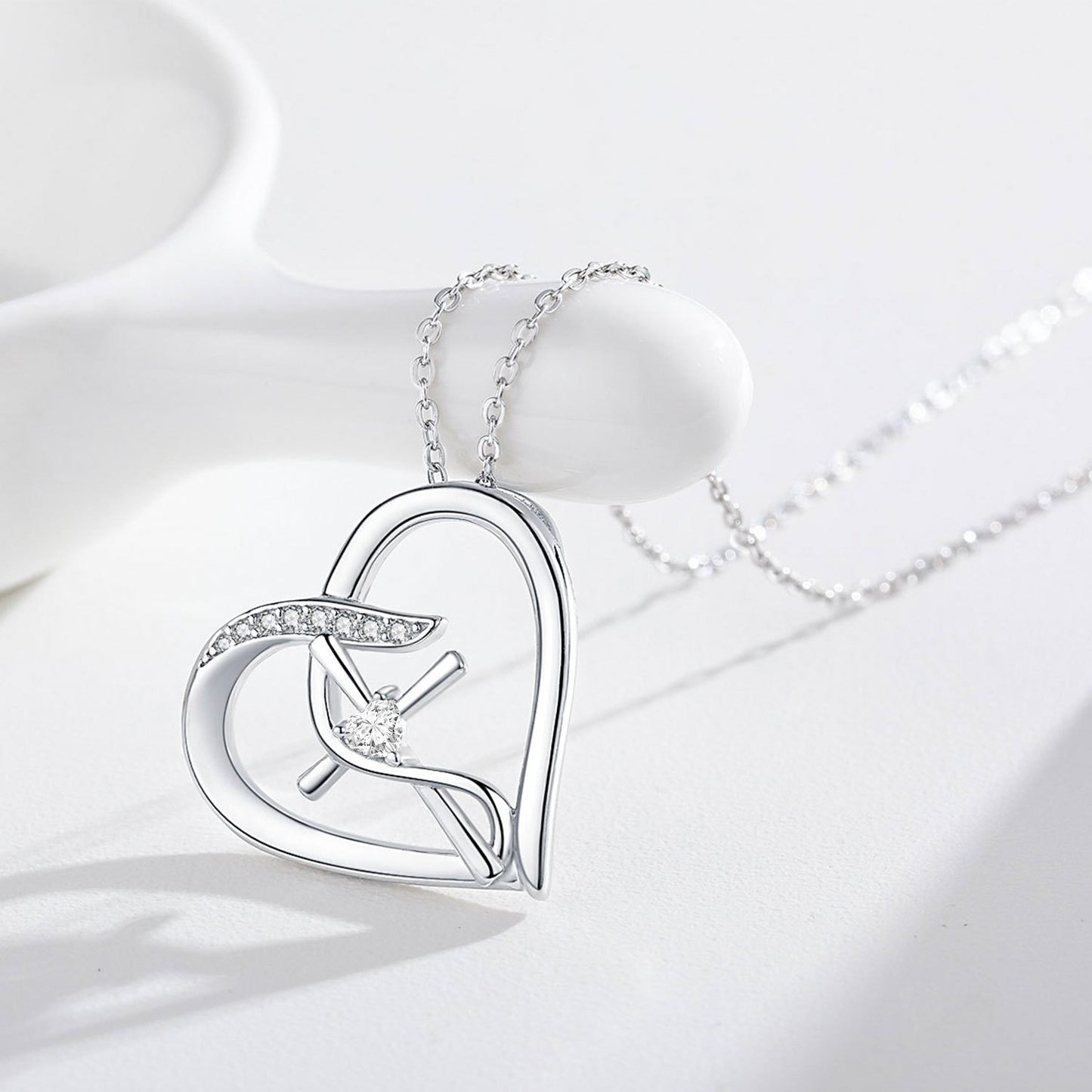 Sterling Silver Love Heart Infinity Faith Necklace