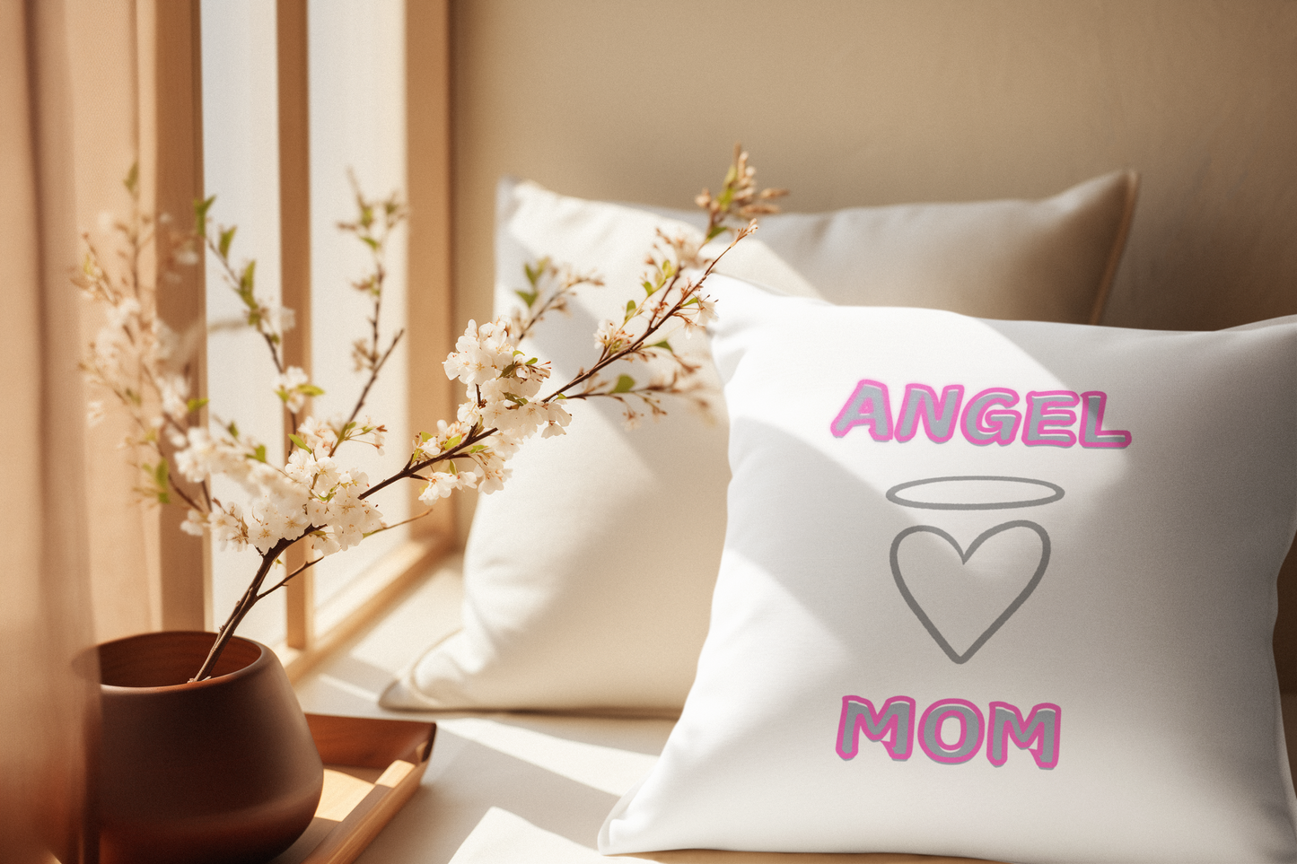 Angel Mom, Loss of a loved one square pillow.