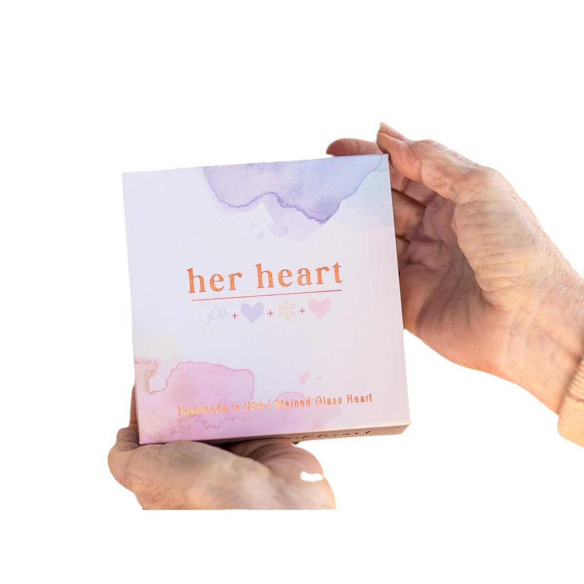 Specially for her - stained glass keepsake heart with special message